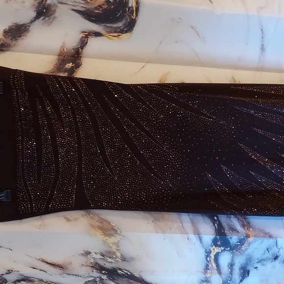 Beautiful Lipstick Strapless Stretch Long Brown Sequined Dress Sz M - Picture 2 of 8